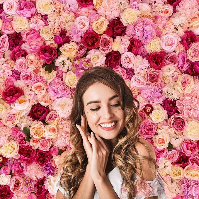 7x5ft Roses Flowers Backdrop Valentine's Day Pink Red Rose Photography Background Various Floral Roses Backdrop for Anniversary Birthday Wedding Baby Shower Children Adults Photo Prop Backgrounds