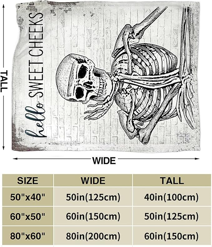 Funny Skull Throw Blanket - Skeleton Gifts & Decor, Soft Warm Cozy Fleece Blanket for Boys, Men, Girls, Women, Kids, Adults - 60"x50"