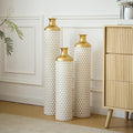 Floor Vases, Tall Home Decor Metal Vase Set of 3 Large Glazed Decorative Vases for Wedding Decor, Elegant Modern Flower Holder for Living Room, Entryway, Hallway, Dining Room