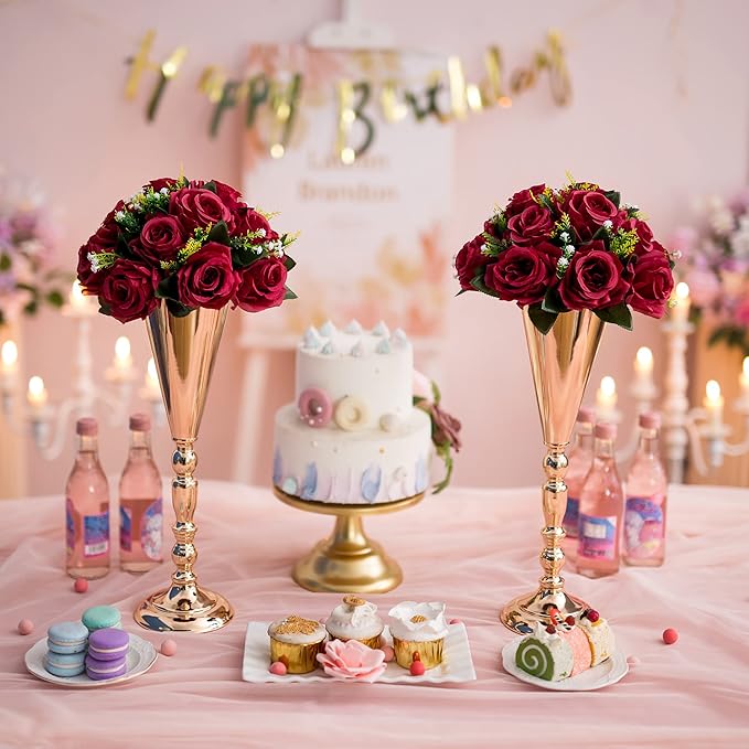Flower Centerpieces for Wedding Tables: Wedding Table Decorations Burgundy Flower Balls Centerpieces for Engagement Cerebration Party Center Pieces 6 Packs