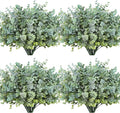 RECUTMS 12 Bundles Artificial Bushes Greenery Plants Stems Faux Shrubs Boxwood Plants Outdoor UV Resistant Fake Eucalyptus for Farmhouse Home Wedding Patio Backyard Indoor Outdoor Decor(Dusty Blue)