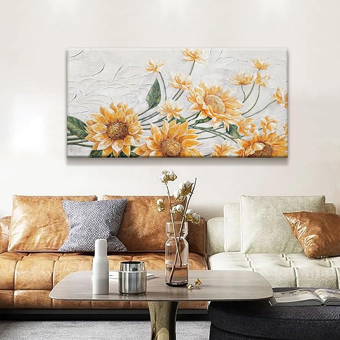 Suconvng Wall Art Living Room Sunflower Wall Art Modern Canvas Art Wall Decor Home Wall Decor Suitable Pictures For Bedroom Apartment Office Can Be Hung 24" X 48"
