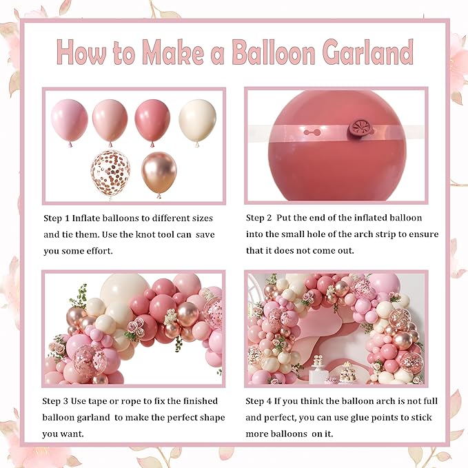 Dusty Rose Pink Balloon Arch Kit, 148Pcs Dusty Pink Macaron Orange Pastel Pink White Sand Rose Gold Confetti Balloons for Baby Bridal Shower Wedding Engagement Birthday Party Decorations