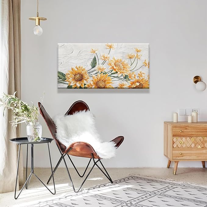 Suconvng Canvas Art Wall Decor Print Paintings Sunflower Wall Art Prints Pictures Decor Ready To Hang Pictures For Bedroom Bathroom And Office Kitchen Home Decor Artwork 20"×40"