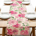Seliem Spring Summer Watercolor Flower Table Runner, Pink Peony Floral Kitchen Dining Table Decor, Seasonal Burlap Home Decoration Indoor Outdoor Party Supply 13 x 36 Inches