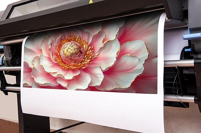 Elegant Pink & White Peony Floral Canvas Wall Art with Gold Accents, Abstract Flower Pictures for Living Room Bedroom Wall Decor, Printed Painting Artwork Home Decorations, Large Size 58x29 Inches