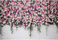 Rose Flowers Backdrop Beautiful Decorative Colorful Roses and Peonies on Brick White Wall Photography Background Interior Wedding Party Decorations Summer Flowers on Wall Building Props 15x8ft