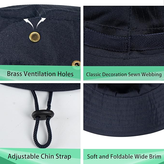 Sun Hats for Men Women Boonie Hat UPF 50+ Bucket Hat Wide Brim UV Protection Fishing Hiking Safari Outdoor Hats