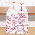 Solino Home 100% Pure Linen Christmas Table Runner 144 Inches Long - Red/White Table Runner 14 x 144 Inch - Handcrafted and Machine Washable - Winter Forest Print