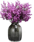 10pcs Babys Breath Artificial Flowers With Vase Gypsophila Bouquet Bulk Fake Spring Silk Flowers Real Touch Faux Floral for Home Bedroom Kitchen Garden Wedding Christmas DIY Decor (Purple)