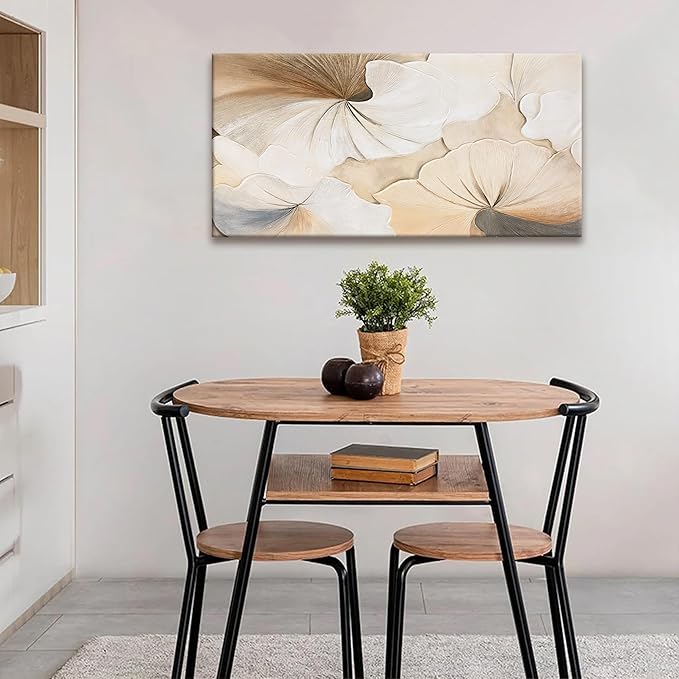 Suconvng Canvas Art Wall Decor Modern Minimalist Wall Decor Abstract Flower Paintings Brown White Flower Wall Art Prints Floral Art Pictures For Bedroom Kitchen Office Artwork 20"×40"