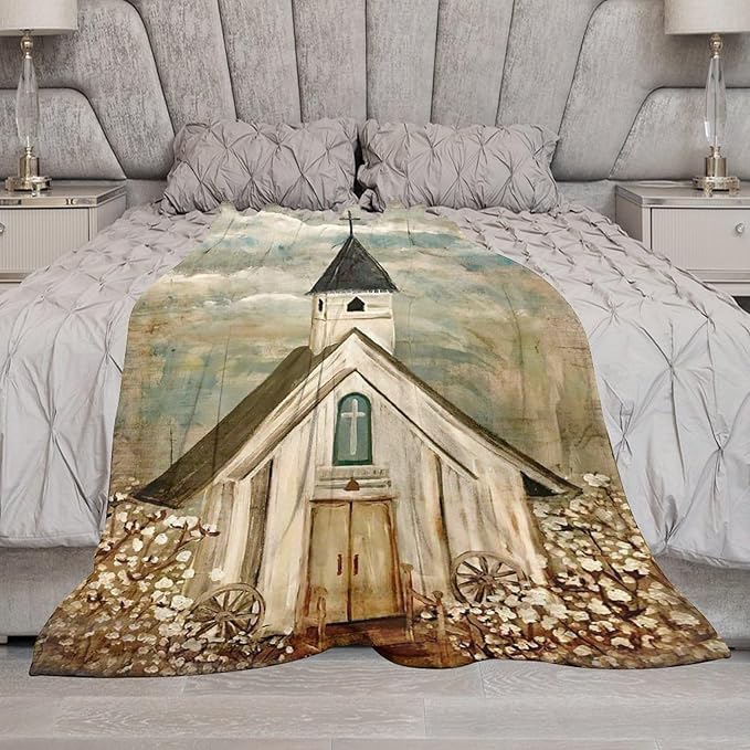 Christian Church Blanket Religious Gifts for Women Men Christian Throw Blanket for Kids Adults Soft Warm Cozy Fleece Blanket for Couch Sofa Bed 40"x50"