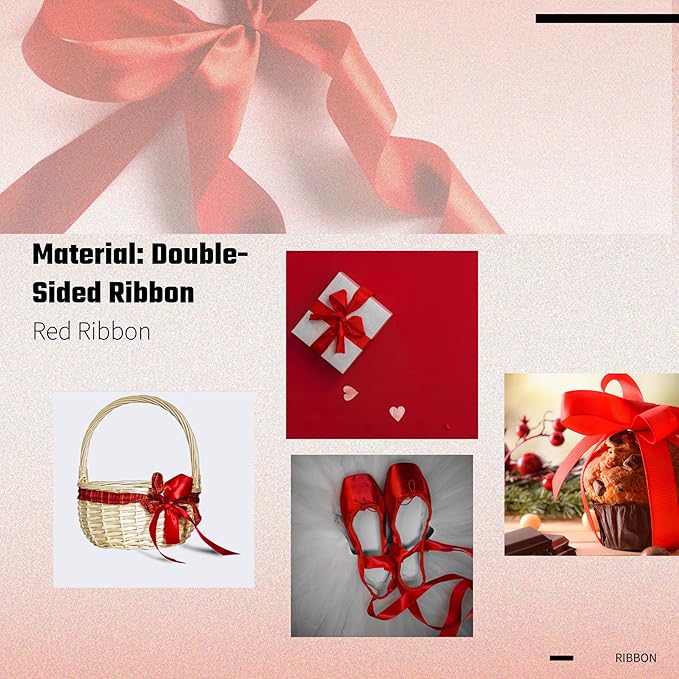 1 Inch Red Satin Ribbon, 22 Yards Double Faced Fabric Ribbons for Gift Wrapping, Bouquet, Garland, Bowknot, Hair, Crafts, Balloons, Party Decoration