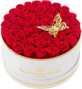 Preserved Roses Forever Flowers Real Roses in a Box Mother's Day Birthday Flowers for Her Mom Women Wife Valentine's Day, Red, 47 Piece