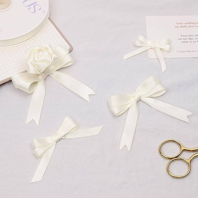 Cream Satin Ribbon, Double Faced 5/8 Inch X 25 Yards, Premium Satin Ribbon for Gift Wrapping, Crafts, Hair Bow Making, Sewing, Flower Bouquet, Wedding Party Decor