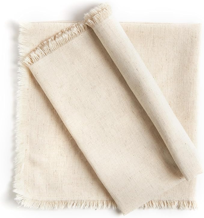 ACCENTHOME Natural Cotton Linen Napkin Set of 12 18x18 inch Dinner Napkins - Washable Soft Premium Reusable Perfect Fall Thanksgiving Table Napkins for Family Dinners Christmas Weddings & Everyday Use