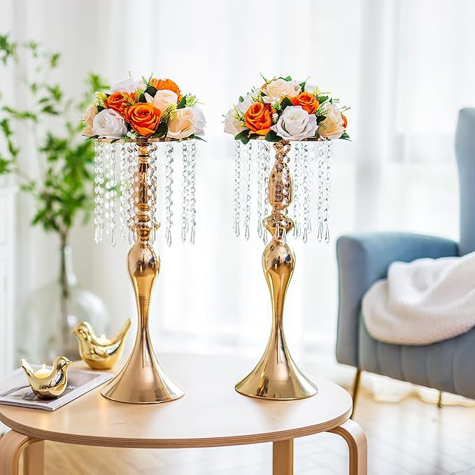 Flower Centerpieces for Wedding Tables: Wedding Table Decorations Orange Flower Balls Centerpieces for Engagement Cerebration Party Center Pieces 2 Packs