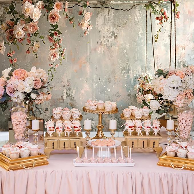 Baocicco 10x8ft Vinyl Vintage Flowers Wall Photography Backdrop Pink Rose Retro Wall Old Style Background Photo for Medieval Wedding Banner Bridal Shower Party Decors Princess Girls Birthday Studio