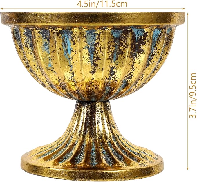 Metal Urn Planter Vintage Iron Flower Vase with Antique Finish for Wedding Centerpiece Home Decor Table Decoration