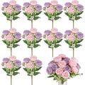 Olgaa 12 Bundles Peonies Artificial Flowers Artificial Peonies Silk Flowers Bulk Fake Peony Bouquet for Bridal Shower Decorations Wedding Table Centerpiece (Pink Purple)