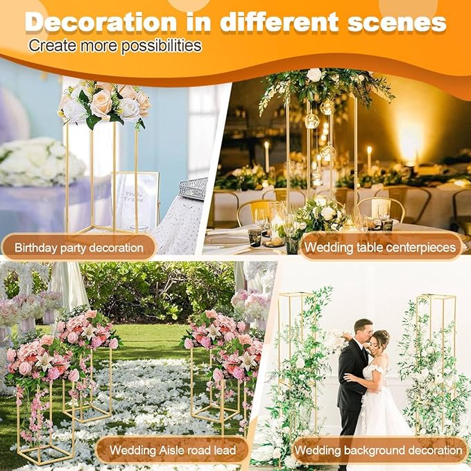 Pack of 20 Gold Wedding Table Centerpiece,31.5inches Tall Metal Flower Stand,Wedding Flower Stand for Party Event Home Decor(Gold)