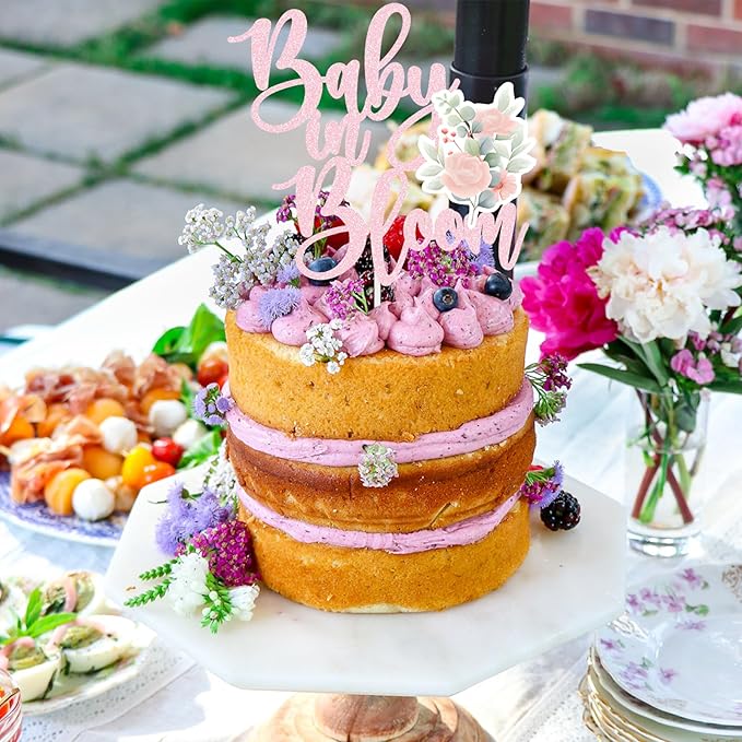 Baby In Bloom Baby Shower Cake Cupcake Toppers Little Wildflower Food Picks Pink Girl Party Decoration