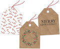 Pro Supply Global 24 Count of 2.5 Inch x 3 Inch Pre Strung Christmas Candy Canes Gift Tag Assorted Printed Designs on Large Cardstock Gift Hang Tags - Ideal to Use on Bags