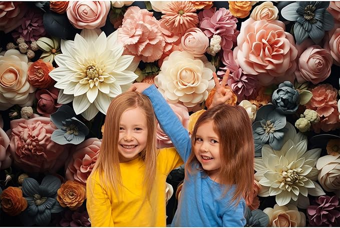 Floral Backdrop Full Glory Vibrant Blossoms Various Flowers Photography Background Idyllic Romantic Floral Theme Party Anniversary Wallpaper Adult Artistic Portrait Photo Studio Props 12x8ft