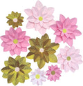 Mybbshower Pink Gold Glitter Paper Flower for Wall (10"-6") DIY Floral Backdrop Nursery Room Baby Shower Girls Birthday Party Photo Backdrop Pack of 9