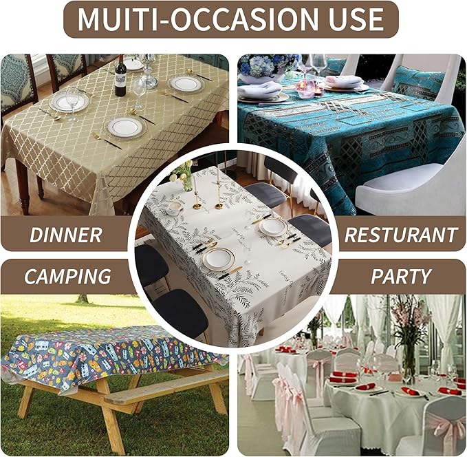 Rectangle Table Cloth,100% Waterproof Tablecloth OilProof SpillProof Vinyl Table Cloth, Wipe Clean Plastic Table Cover for Dining, Camping, Indoor and Outdoor 54" x 84",Midnight Foliage