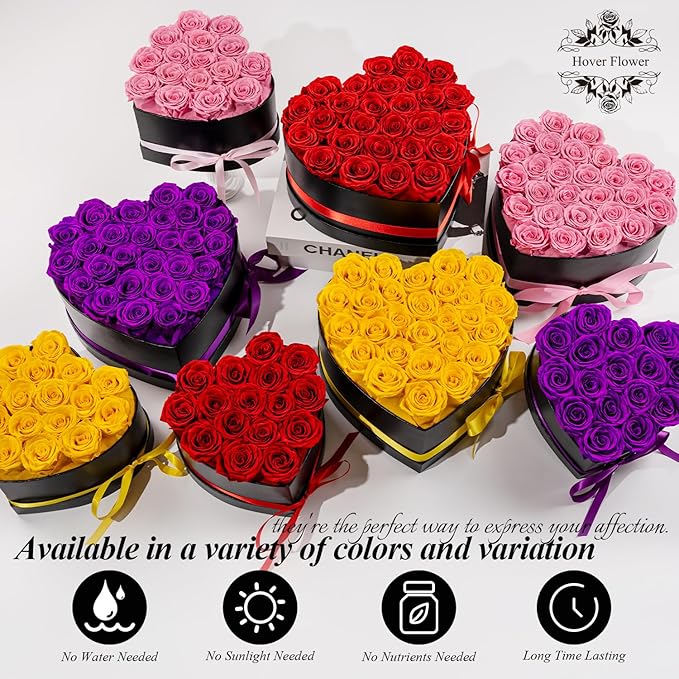 27 Forver Preserved Flowers in a Heart Box, Flowers for Her,Eternal Roses Flowers for Delivery Prime, Flowers Birthday Gifts for Women Mom Grandma Wife - Red