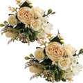 ASTRYAS Artificial Flowers, Small Artificial Peony Silk Flowers Fake Peonies Bouquet Faux Rose Flower Arrangement for Home Party Decoration (Champagne)