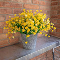Artificial Flowers Outdoors, 12 Bundles No Fade Fake Flowers UV-Anti Easy to Clean Faux Greenery Plants Faux Plastic Plants Garden for Indoor Outdoor Home Garden Decoration, Yellow