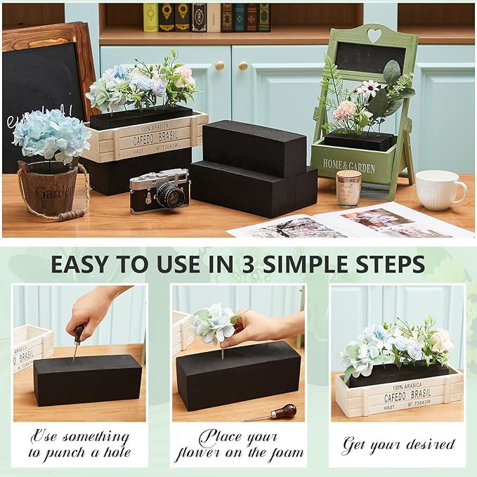 Lallisa 16 Pcs Reusable Floral Foam Blocks Water Weather Resistant Dry Floral Foam for Artificial Flower Arrangements Outdoor Flower Boxes Outside Hanging Planters Wedding Home Decor (9 x 3 x 3")