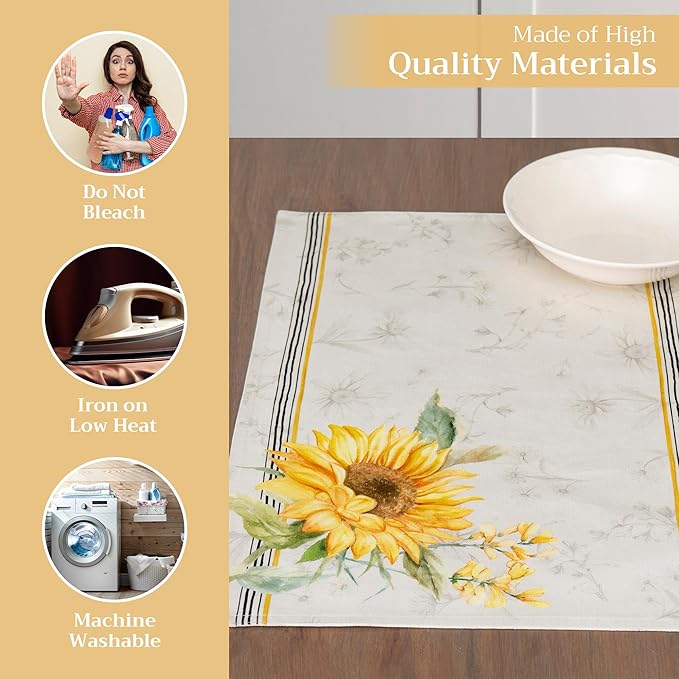 Maison d' Hermine Placemats Set of 4 100% Cotton Washable Cloth Place Mats, Reusable Table Mats for Kitchen Dining Decoration, Party, Wedding, Restaurant Spring/Summer (Candice, 13" x 19")