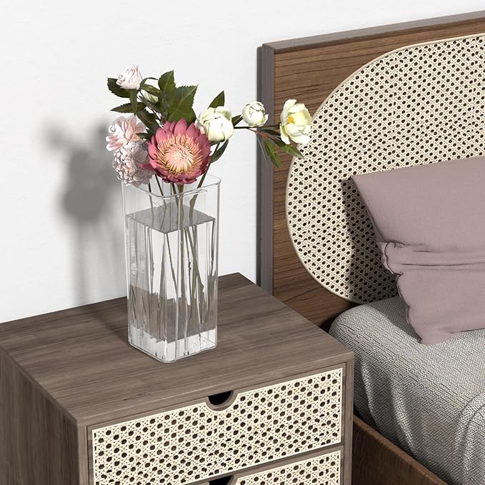 6 Packs Acrylic Flower Vases, Clear Tall Square Table Vases