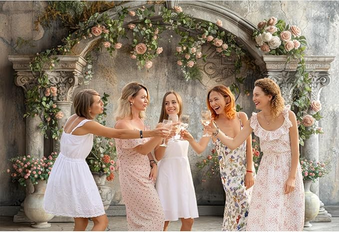 Baocicco 9x6ft Wedding Flowers Wall Backdrop Photography Vintage European Palace Victoria Wall Floral Background for Baby Shower Newborn Birthday Party Decorations Photo Booth Girl Women Portrait