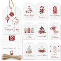 AUDREE 50 Pcs Christmas Gift Tags with String - Elegant Red & White Holiday Tags - Christmas Name Tags for Gifts - Hanging Labels Decoration Xmas Winter Holiday Present DIY Crafts