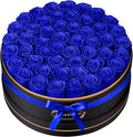 50 Preserved Roses in a Gift Box for Her - Forever Flowers for Delivery, Eternal Rose Mothers Gifts for Mom, Wife Anniversary Birthday Gifts for Women, Blue
