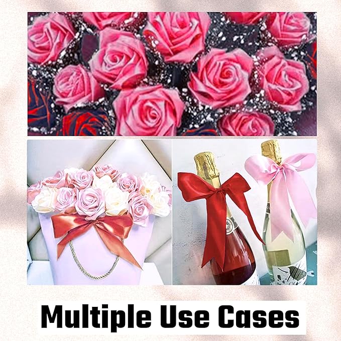 1 Inch Red Satin Ribbon, 22 Yards Double Faced Fabric Ribbons for Gift Wrapping, Bouquet, Garland, Bowknot, Hair, Crafts, Balloons, Party Decoration