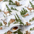 MAYPLUSS Christmas Wrapping Paper Roll - 17 In x 33 Feet - Cute Watercolor Christmas Tree Deer Bear Log Cabin Gift Wrap Paper for New Year, Holiday, Kids