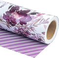 WRAPAHOLIC Reversible Floral Wrapping Paper - Mini Roll - 17 Inch X 33 Feet - Purple Floral Design for Wedding, Birthday, Valentines' Day, Baby Shower, Anniversary, Bridal Shower