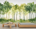 Watercolor Forest Wall Mural, Minimalist Forest Scene 3D Wall Murals, Nordic Nature Wallpaper Mural, for Living Room Bedroom Large Wallpaper Indoor Decor 59" W x39.4 H