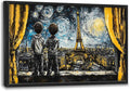 Graffiti Banksy Large Wall Art Inspirational Eiffel Tower Pictures Wall Decor Above Over Bed Canvas Prints Painting Framed Artwork Decoration For Bedroom Living Room 36"x24"