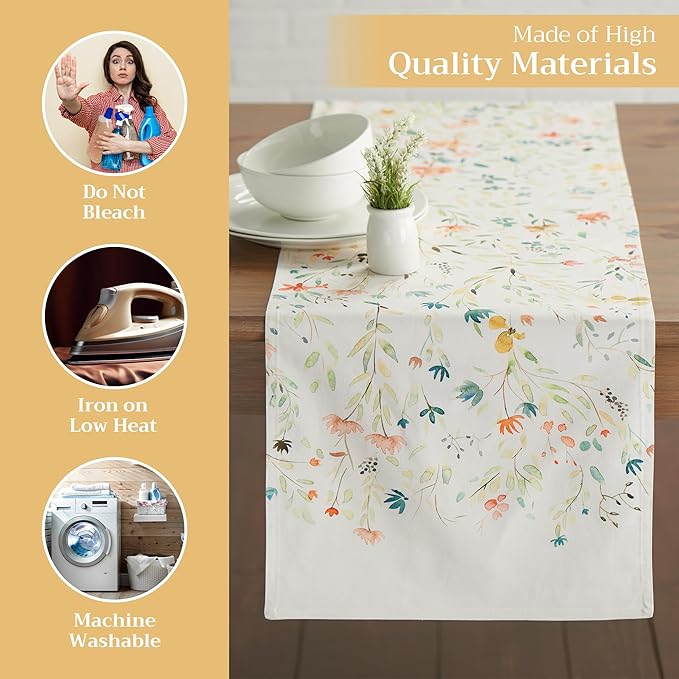 Maison d' Hermine Table Runner 100% Cotton Double Layer Table Runners 108 inches Long Decorative for Home Kitchen Dining Party Baby Shower Wedding Bridal Shower Spring Summer (Colmar, 14.50" x 108")