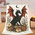 Black Dragon Blanket Floral Dragon Throw Blanket Soft Cozy Fleece Fuzzy Stuffed Plush Flannel Gifts for Girls Women Boys Kids Adults 60"X80"