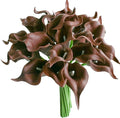 Mandy's PU Brown Calla Lily Artificial Flowers 20 Stems 13.5in Faux Realistic Centerpiece for Thanksgiving and Christmas Decorations DIY Bridal Bouquet Home Décor