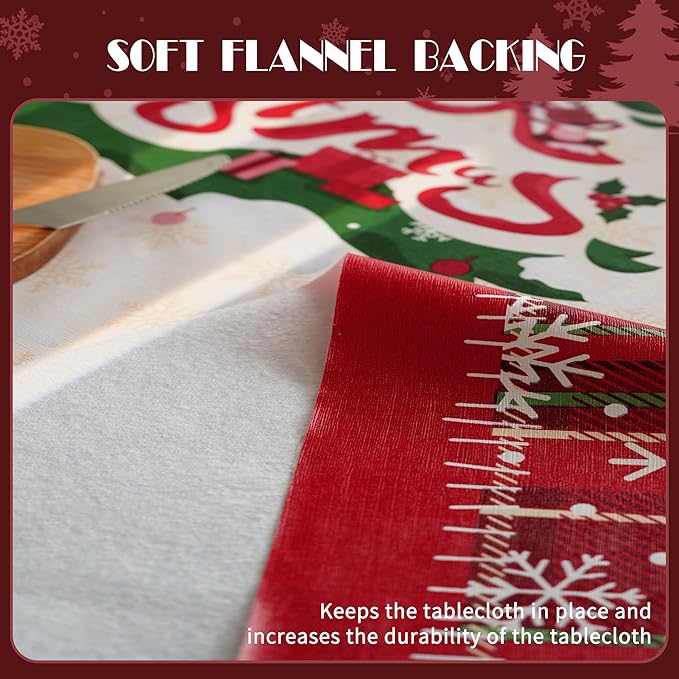 Christmas Rectangle Table Cloth,100% Waterproof Tablecloth,Christmas Decorations for Home, Vinyl Tablecloth Plastic Table Cover for Party，Picnic,Dining,Outdoor 54" x 78",Christmas Trees