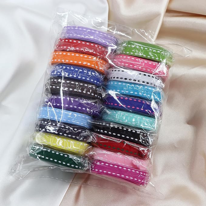 3/8" White Jump Point Grosgrain Ribbons, Perfect for Gift Wrapping Crafts Party Wedding Birthday Decoratio, DIY Crafts Bow Hair Headband Accessories Assorted Ribbon 40yd(20x2yd)
