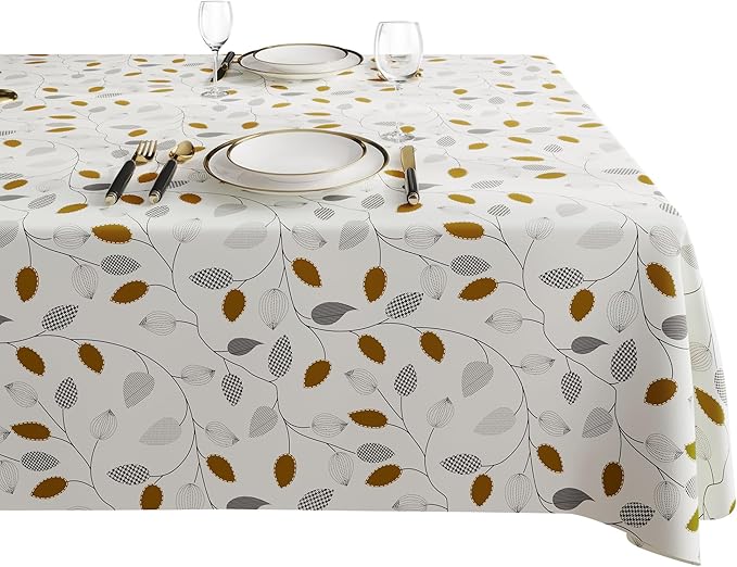 Rectangle Table Cloth,100% Waterproof Tablecloth Oil Proof Spill Proof Vinyl Table Cloth, Wipe Clean Plastic Table Cover for Dining, Camping, Indoor and Outdoor 54" x 102",Leaf
